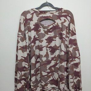 Meri Skye Women's Plus Sized 3XL 22/24 Pink Multicolor Camo Long-Sleeved Shirt